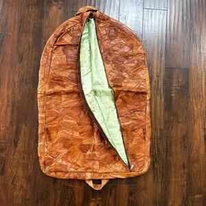 Vintage American Tourister Garment Suit Bag Leather Brown Hangers Cover VTG 40s